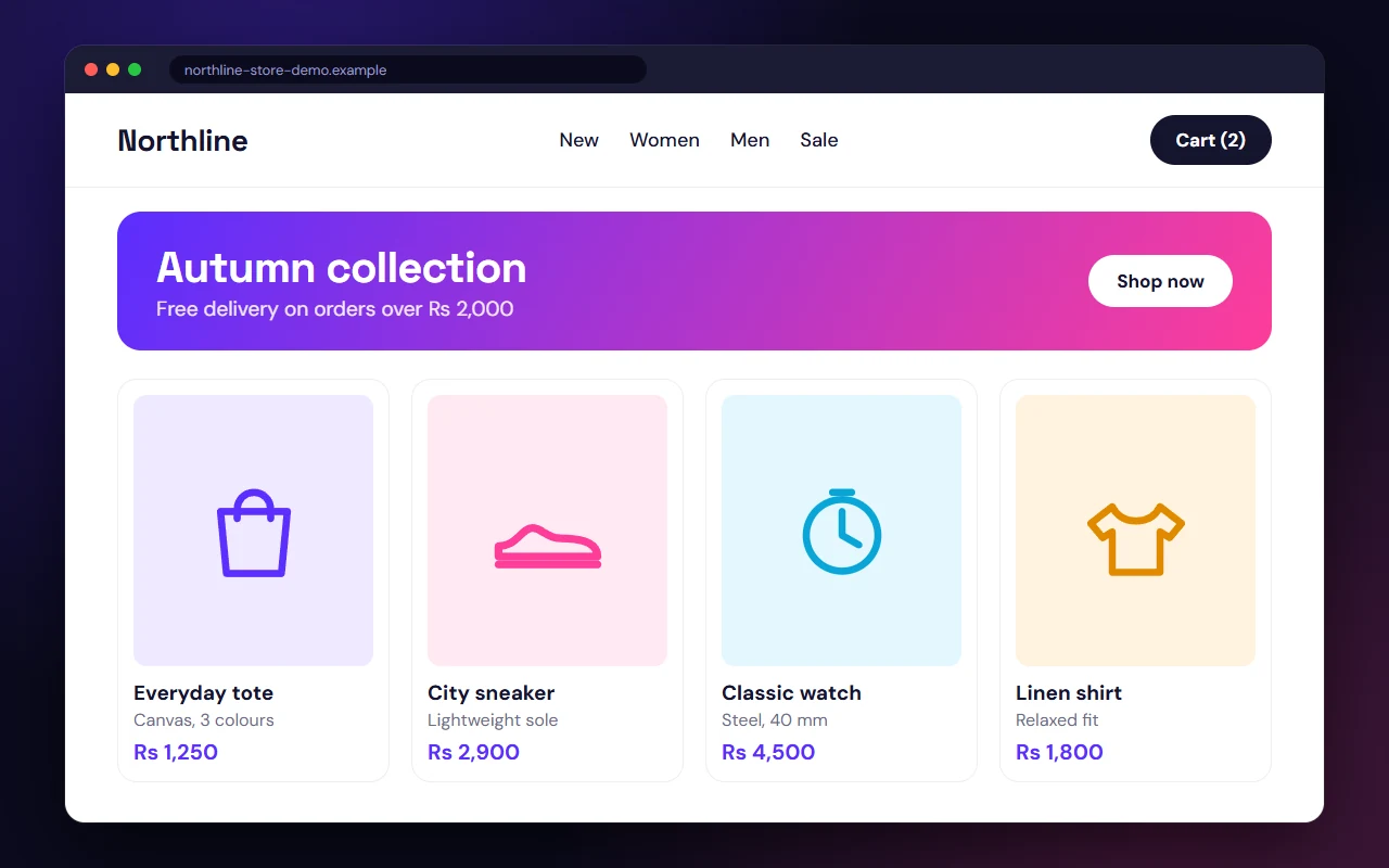 Sample website design: Online shop redesign